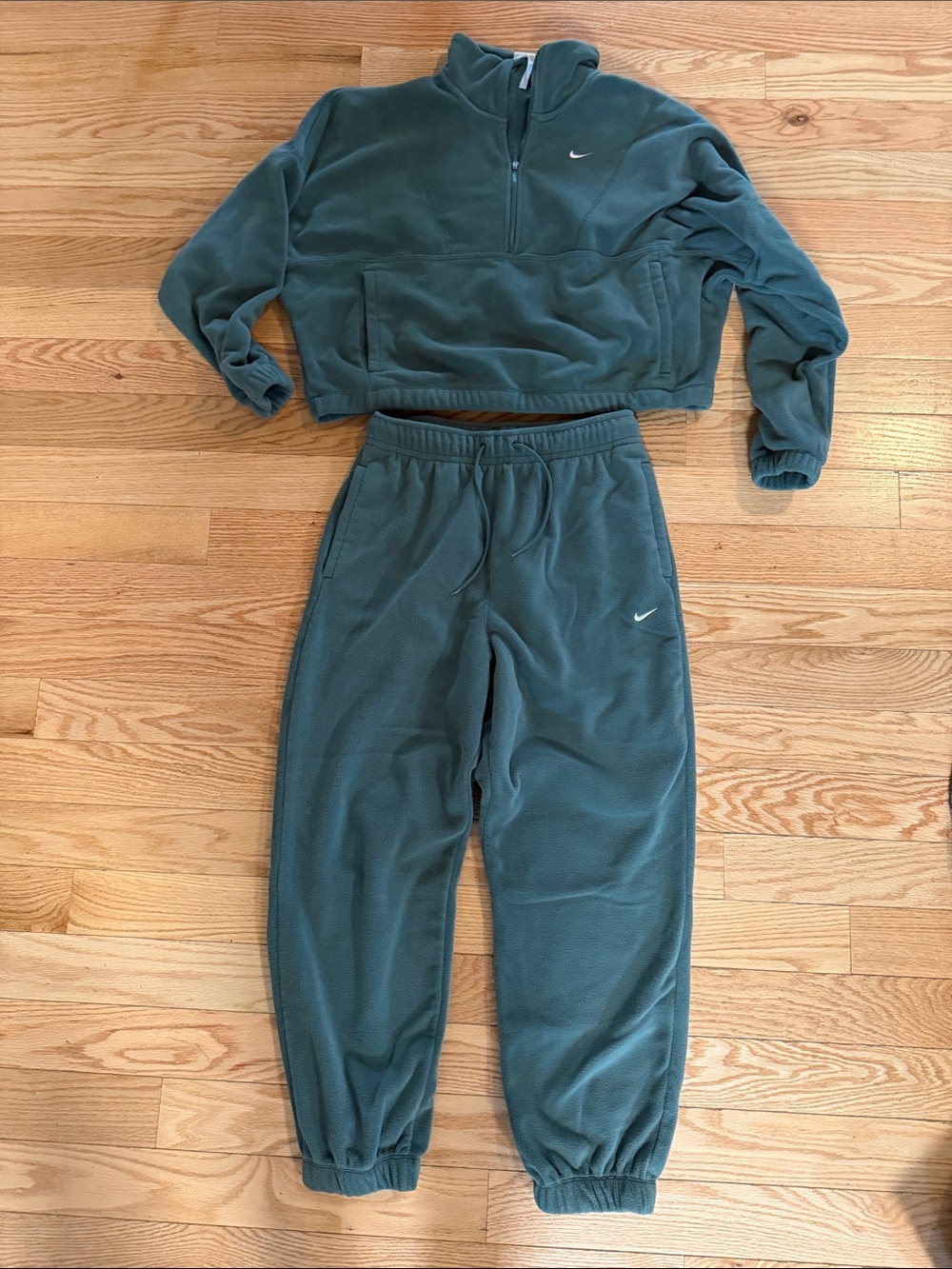 Nike Dark Green Fleece Half-Zip Top and Joggers Set - Thermafit